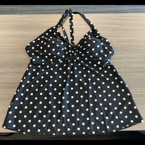 Like New Cocos Swim Size 16 Black with White Polka Dots Tankini